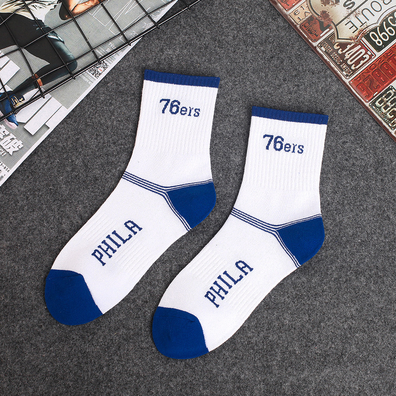 Calcetines de algodón para hombres a media pierna calcetines de baloncesto de la NBA de moda europea y americana logotipo del equipo estilo universitario estudiante calcetines deportivos hombres