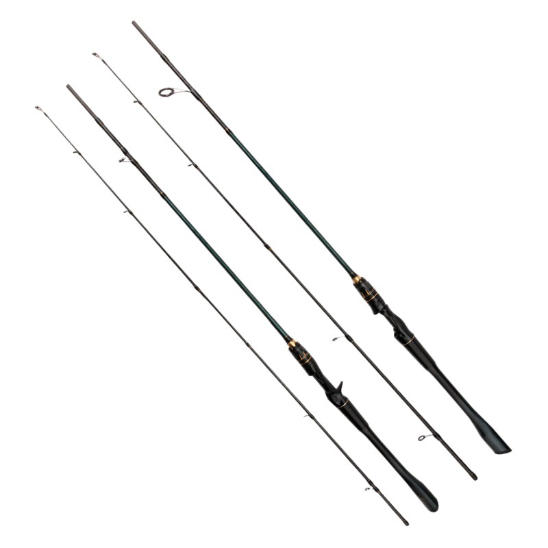 Nuevo carbono luya varilla 1,8-2,4 m MH negro caña de pescar varilla de dos secciones Cruz material de tela de carbono