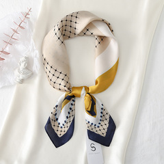 Multifunctional hair tie bag Korean style simple temperament small square scarf summer light and thin simulated silk scarf factory direct sale