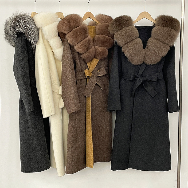 2026 Autumn and Winter New High-End Mink Wool Coat Women's Lace-Up Style High-Quality Double-Sided Wool Coat