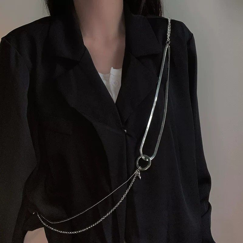 Ins Sweet Cool Style Metal Cross-Body Waist Chain for Women Hip-Hop Punk Street Decorative Chain Belt Suspenders Suit Accessories