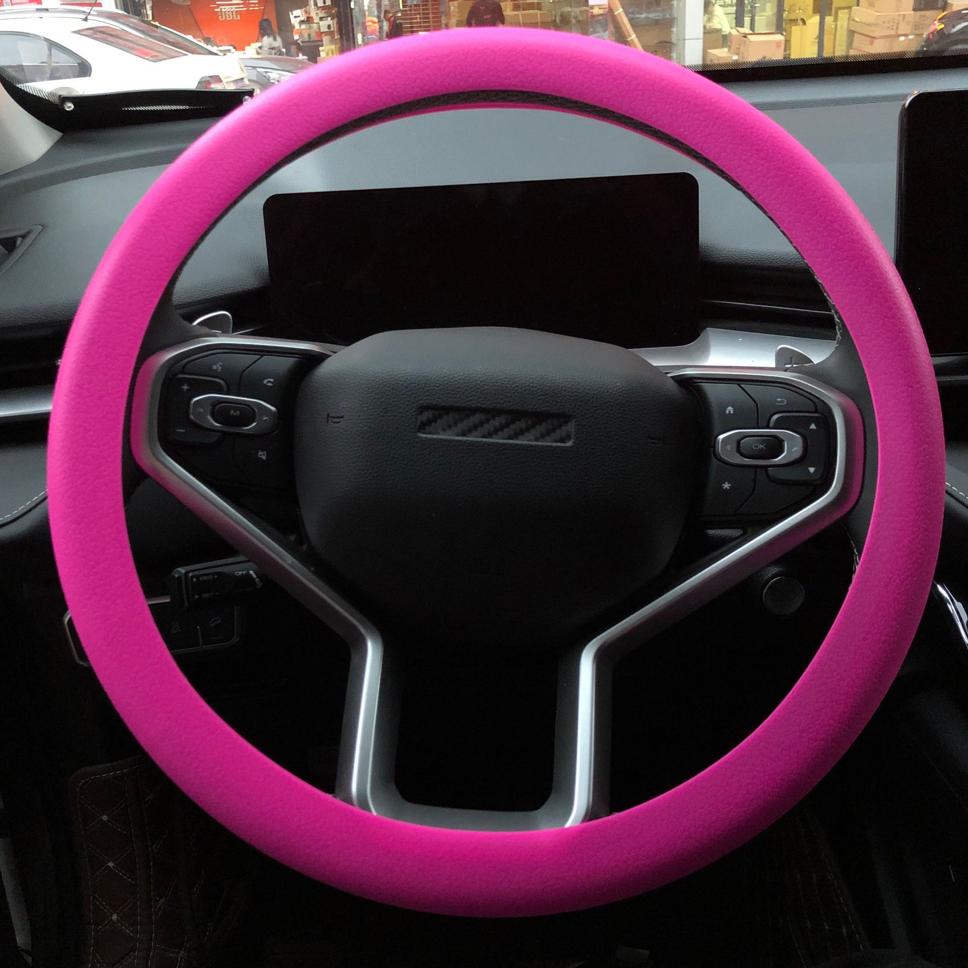 Patrón de cuero cubierta del volante de silicona de moda antideslizante cubierta de la manija de silicona absorbente de sudor cubierta del volante universal cuatro estaciones Universal