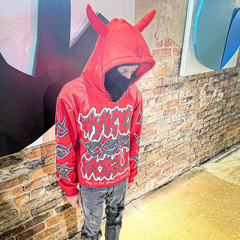 European and American Fashion Trendy Street Horn Hat Hip-Hop Fun Printed Sweatshirt Casual Men's and Women's Tops Hoodie Batch European and American Fashion Trendy Street Horn Hat Hip-Hop Fun Printed Sweatshirt Casual Men's and Women's Tops Hoodie Batch