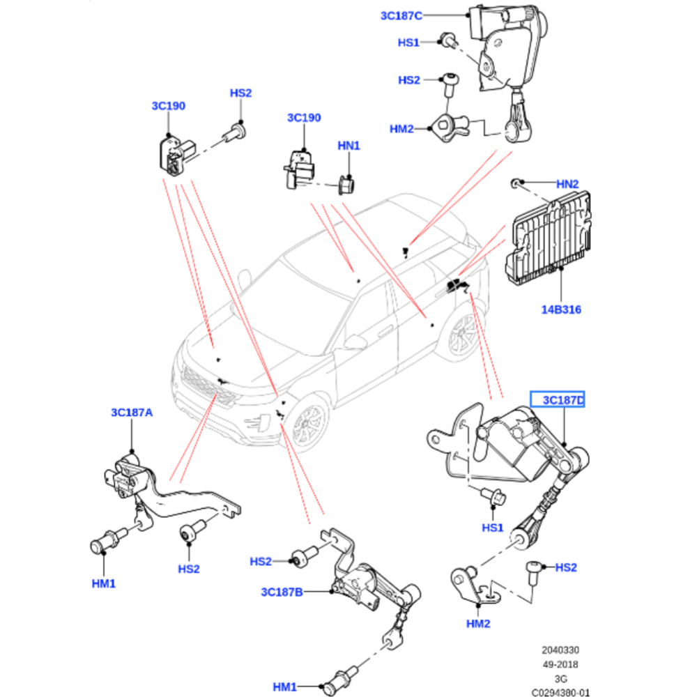 适用于适用于揽胜前左前右车身高度传感器LR114543 LR114546