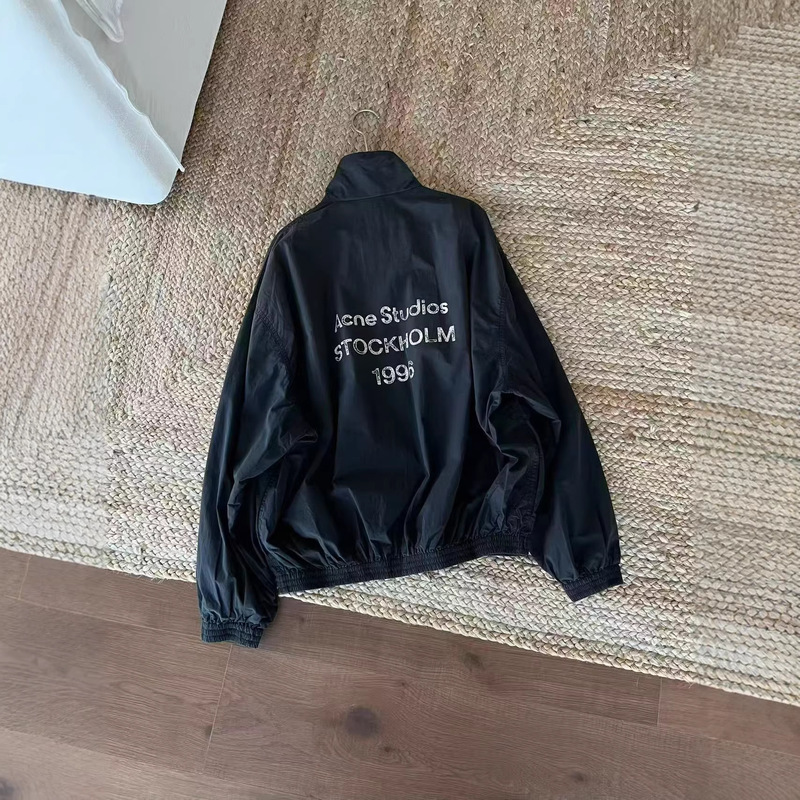 Ac1996 Windbreaker Printed Jacket Autumn and Winter American Casual Loose Silhouette Stand-Up Collar Zipper Jacket for Men and Women Trendy