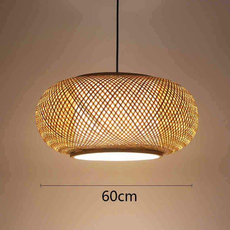 Lámpara de ratán ronda Nido Pájaro Casa sombrero paja bambú tejido lámpara creativa pastoral japonés retro balcón restaurante lámparas