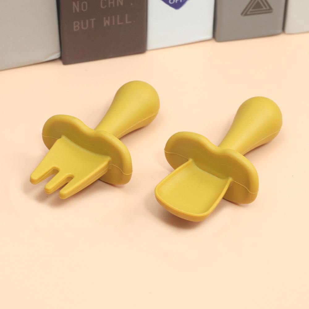 Baby silicone spoon training spoon baby feeding soft head spoon silicone spoon tableware suit maternal and child supplies manufacturer