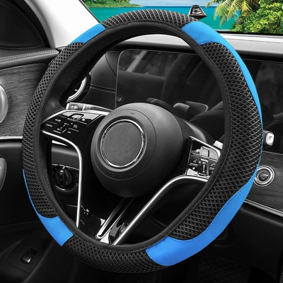 steering wheel cover ice silk: Steering wheel cover - blue-38cm