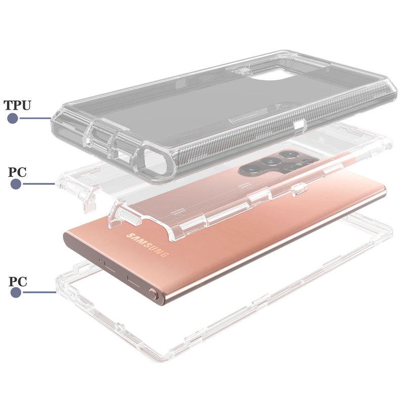 For Samsung S22ULTRA Three-proof Transparent Robot Phone Case DEFENDER Defender Drop-proof Protective Case