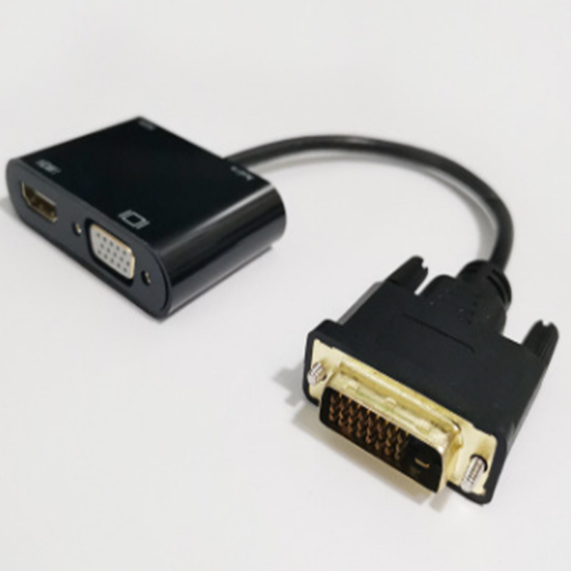 DVI to HDMI VGA adapter cable with charging port 3.5mm audio HD conversion line 1080p connected to the display