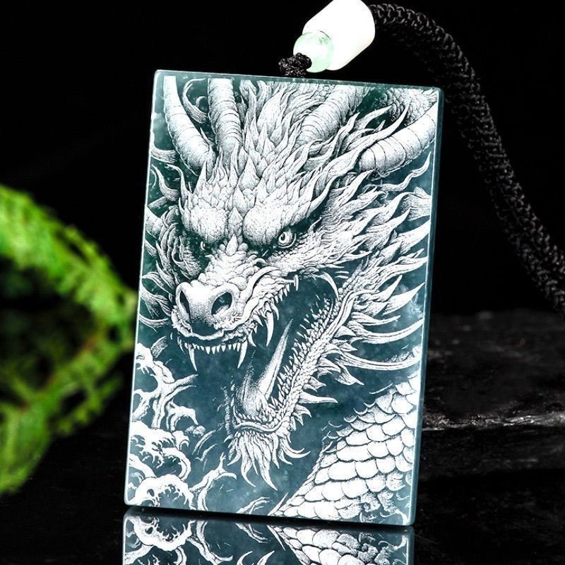 Joyería Qirui transmisión en vivo natural A mercancía jade doble cara talla colgante marca de dragón 520 regalos frescos dulces sin