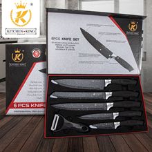 跨境厨房刀具黑刃厨师刀六件套刀具家用不锈钢刀具礼品刀具现货