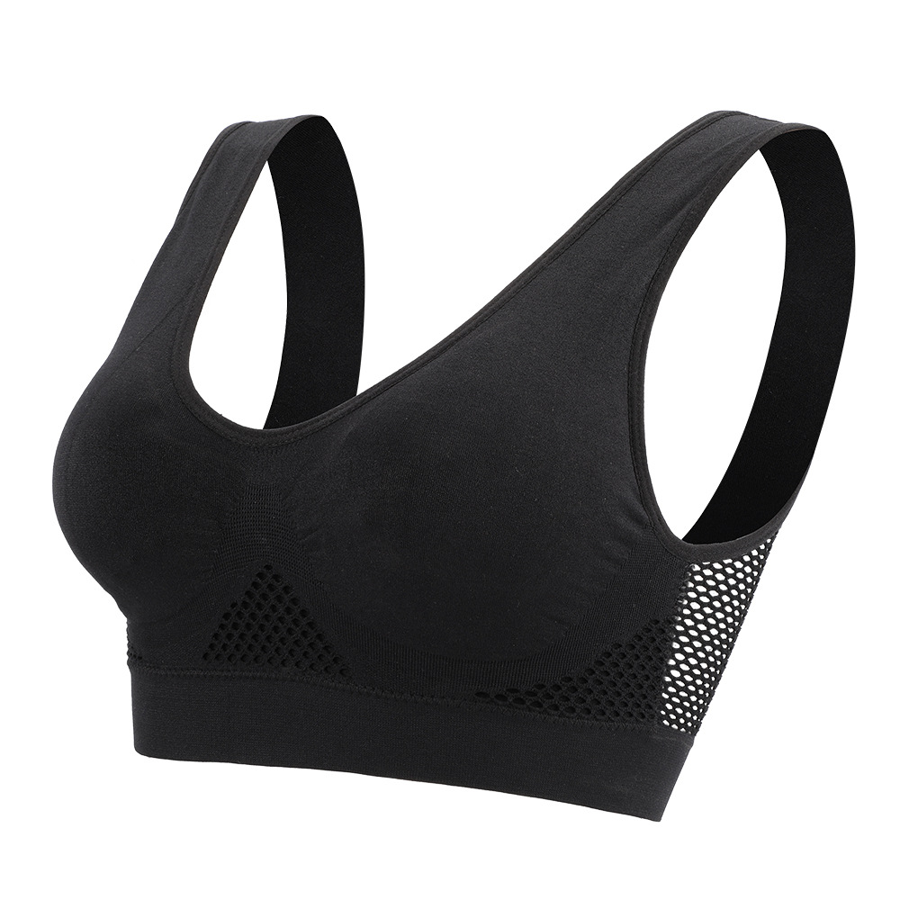 SHAN Plus Size Bra Hollow Mesh Breathable Shockproof Sports Bra