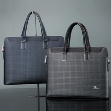 工厂定制男士手提包免费加印设计logo会议礼品跨境双拉链文件男包