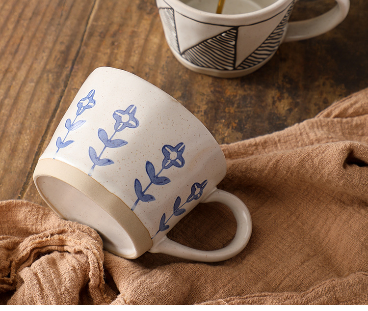 Japanese Hand-painted Ceramic Mug Unique Rustic Coffee Cup_voghion.com