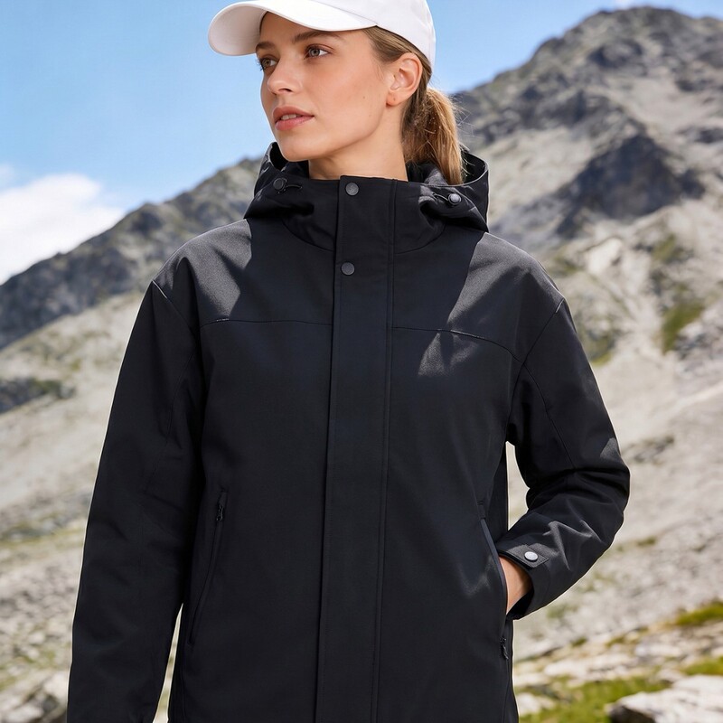 Men's Black Hooded Windproof and Water-Resistant Commuter Jacket, Simple and Versatile Four-Level Outerwear Men's Black Hooded Windproof and Water-Resistant Commuter Jacket, Simple and Versatile Four-Level Outerwear