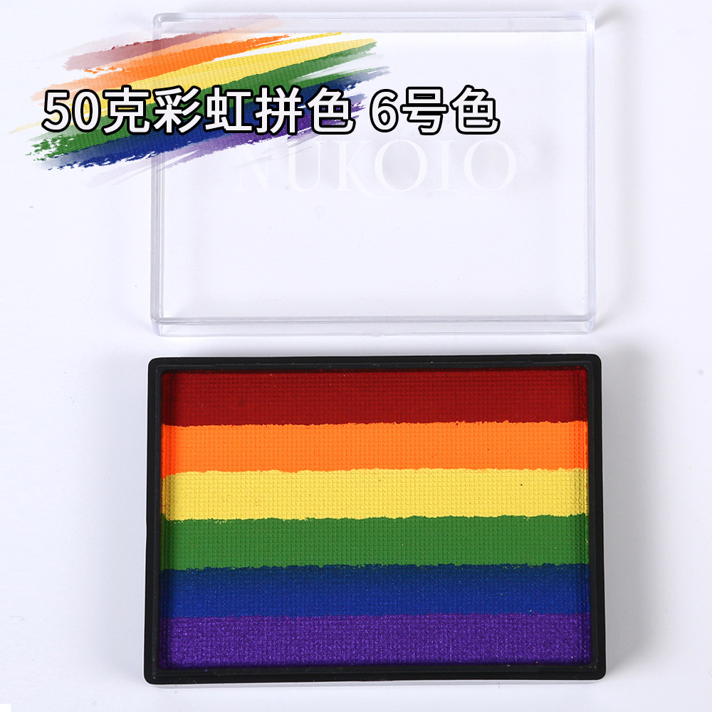 50g 6 colores a juego Arco Iris tira cara pintura a base de agua color a juego pigmento lavable cuerpo Arco Iris Cara color cubierta