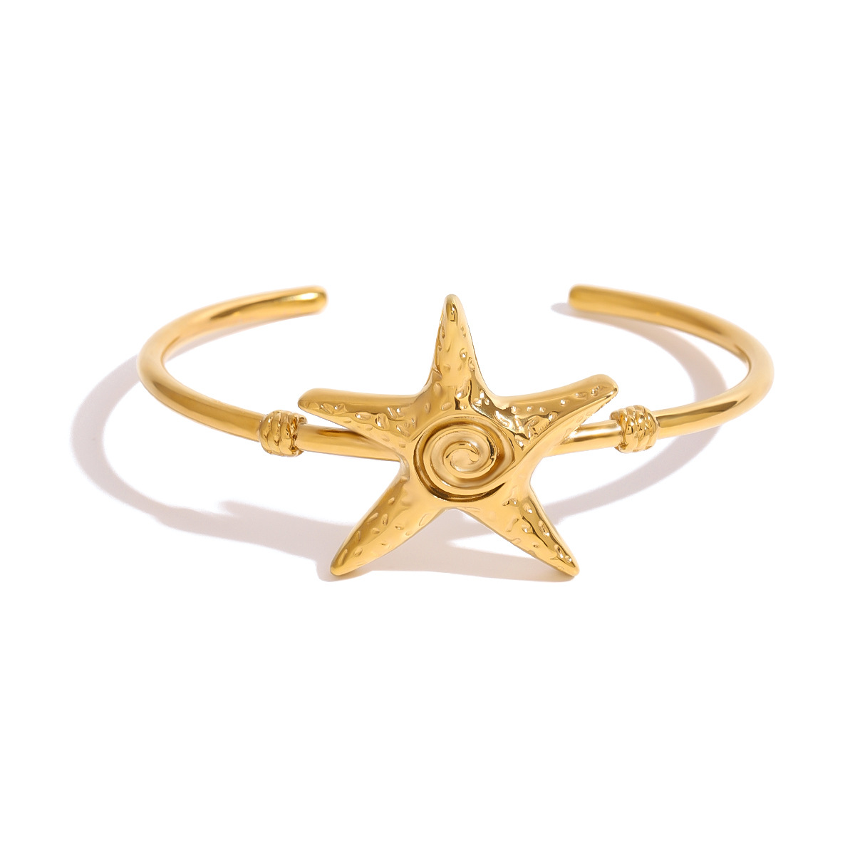 Jieding Europa y América Pulsera abierta de estrella de mar de acero inoxidable Pulsera de océano de sentido avanzado Pulsera de acero de titanio Bracelet transfronterizo