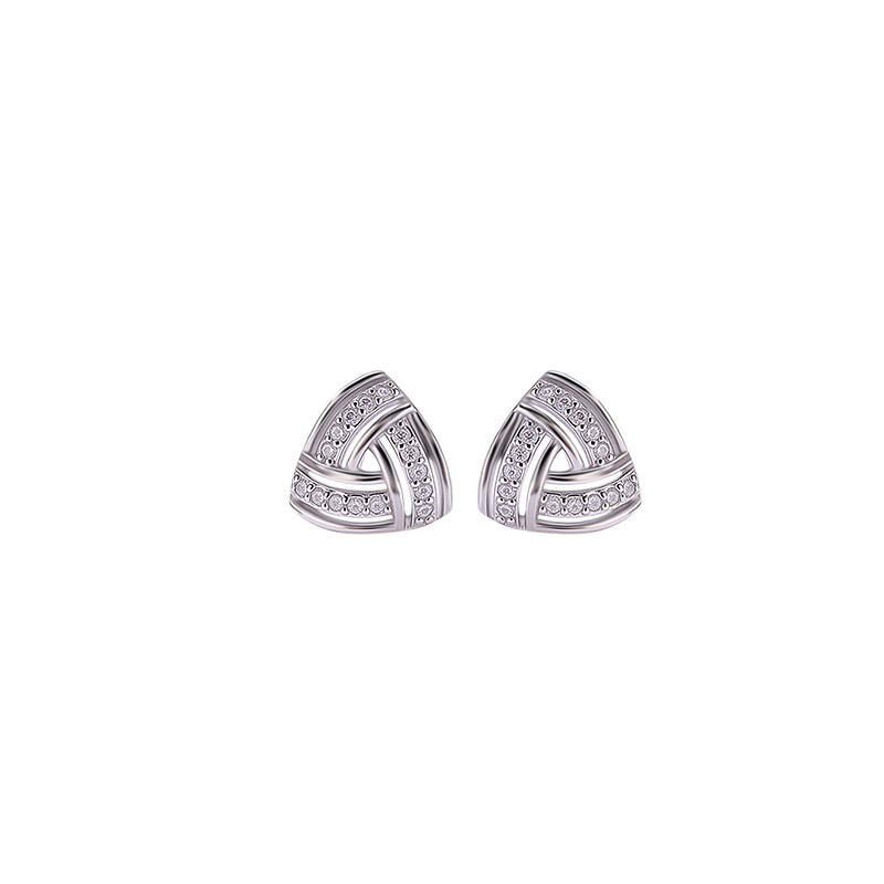 Khuyên tai kẹp bạc S925 mạ vàng hình tam giác phong cách tối giản — Bạc
