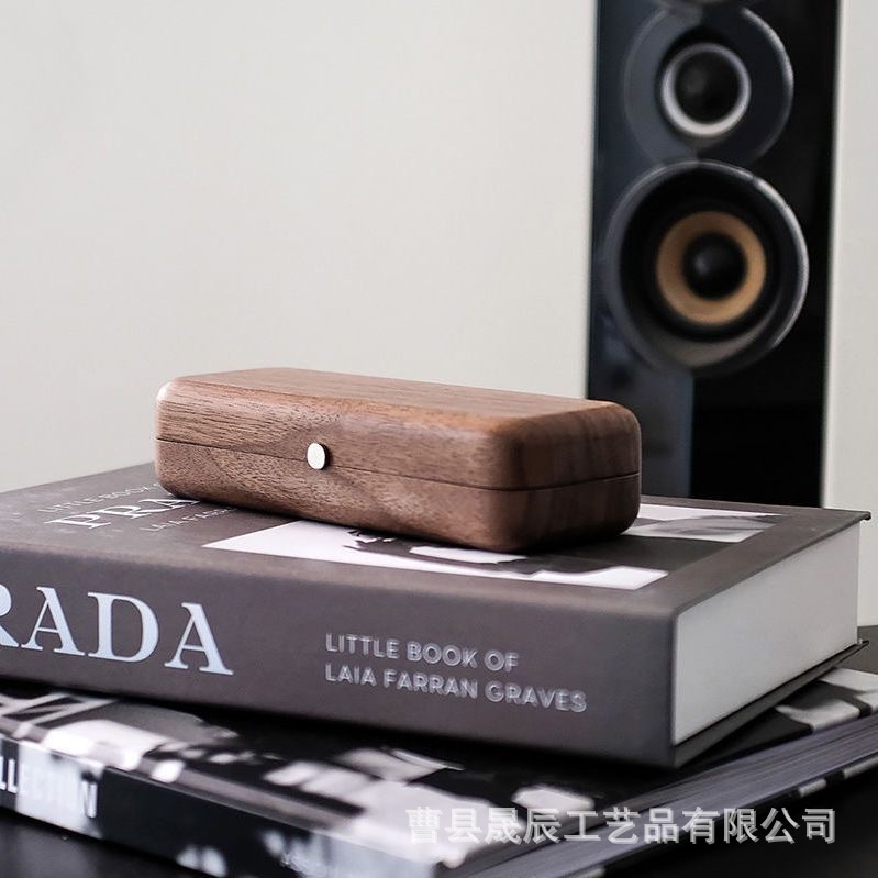 Gafas de madera de estilo americano caso clamshell estudiante miopía gafas caja de almacenamiento portátil gafas de sol caja