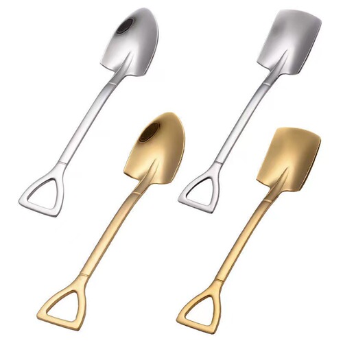 Stainless steel thickened shovel spoon Internet celebrity shovel spoon watermelon spoon ice cream spoon eating small shovel golden round spoon