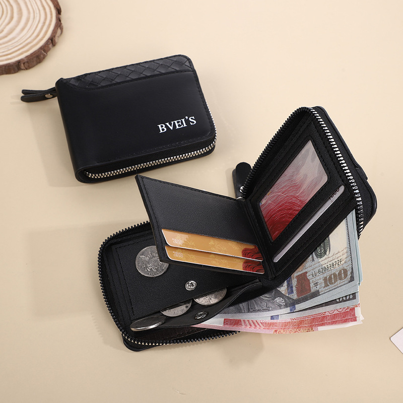 Cross-Border New Men's Wallet Short Wallet with Multiple Card Slots Fashionable Coin Purse Casual Wallet Spliced ​​Zipper Wallet