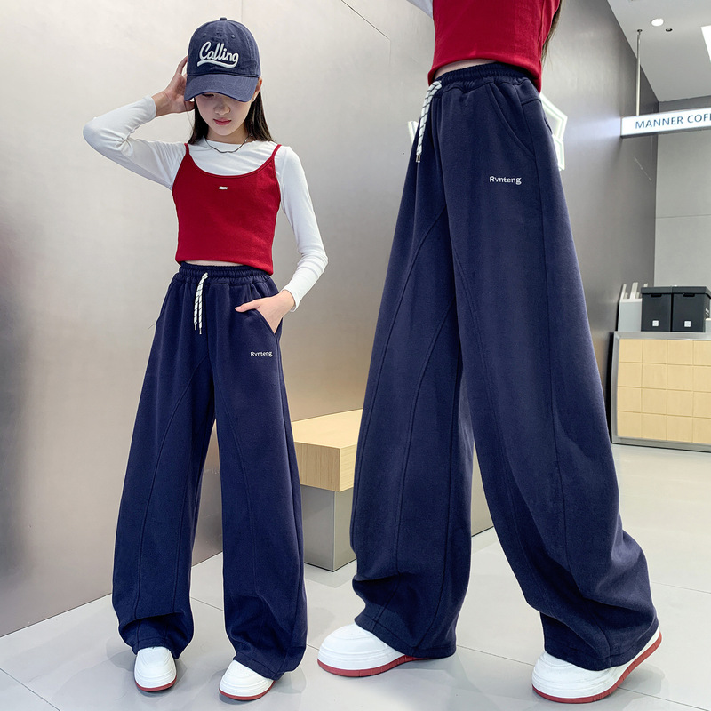 女童裤子春秋季2025新款小女孩秋装运动裤大童休闲弯刀裤儿童卫裤|undefined