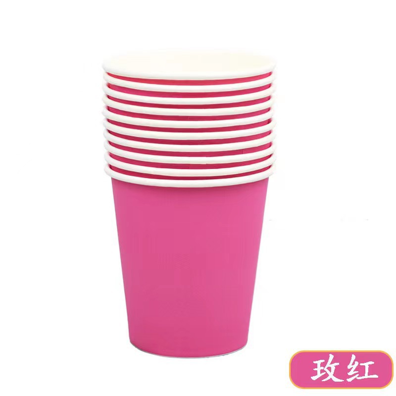 Decoración de la fiesta de picnic tazas novedosas de color sólido con rayas de cumpleaños suministros de tazas de papel desechables coloridas