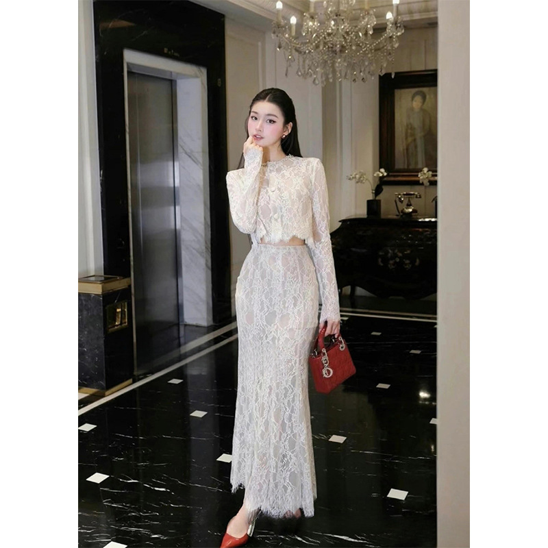 Unique Lace Shirt for Women, Spring 2026 New Style, High-End Niche, Extremely Beautiful Pure Desire Outfit Dress