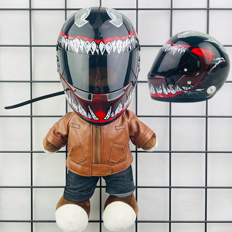 Coche eléctrico colgante oso muñeca casco cuero juguete coche tronco montar decoración 4S reparación tienda locomotora muñeca