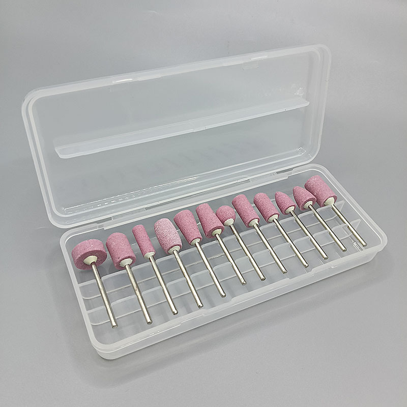 Juego de 12 muelas abrasivas rojas (caja transparente)