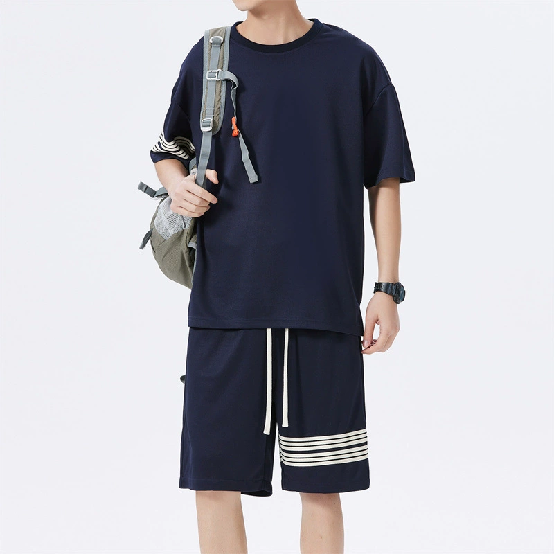 Вафли 2025 новый повседневный спортивный набор шорты с короткими рукавами