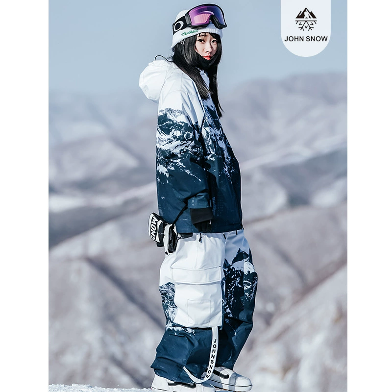 Мужские и женские лыжные костюмы с одинарной и двойной доской, снежные костюмы в горном стиле, модные бренды, водонепроницаемый и теплый хлопок DuPont.