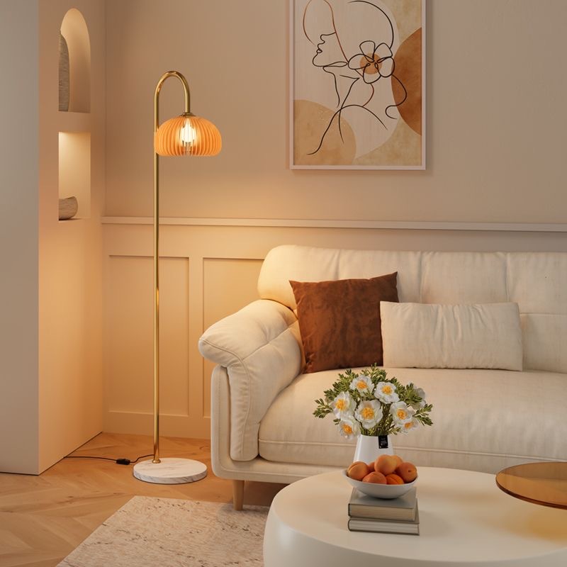 Lámpara de pie de vidrio especial transfronteriza, lámpara de pie de estudio de dormitorio moderna con pantalla de vidrio acanalado, interruptor de pie