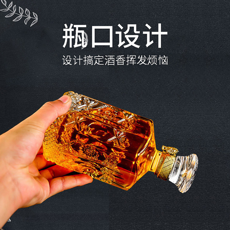 Botella de vino de vidrio cuadrado conjunto de vino transparente botella de vino extranjero olla de vino whisky botella de vino decantador al por mayor