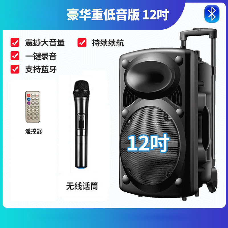 12 pulgadas cuadrada danza barra de tracción altavoz móvil portátil al aire libre K canción fábrica de sonido al por mayor Bluetooth inalámbrico 5.0