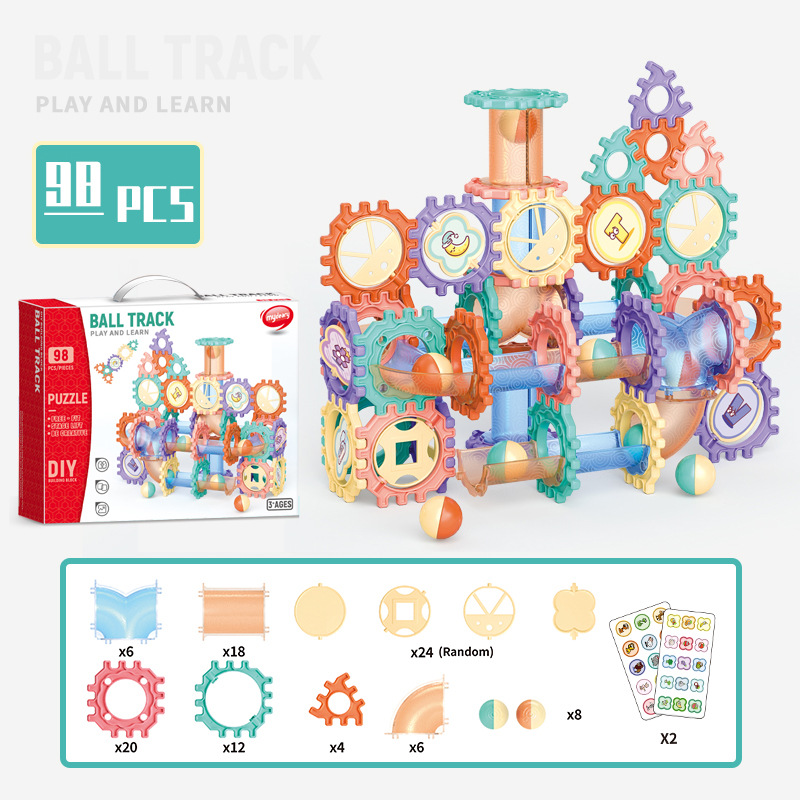 Rompecabezas para niños DIY variedad rompecabezas bloques de construcción de bolas juguete 3D tridimensional pista de bolas bloques de construcción 186 piezas image 8