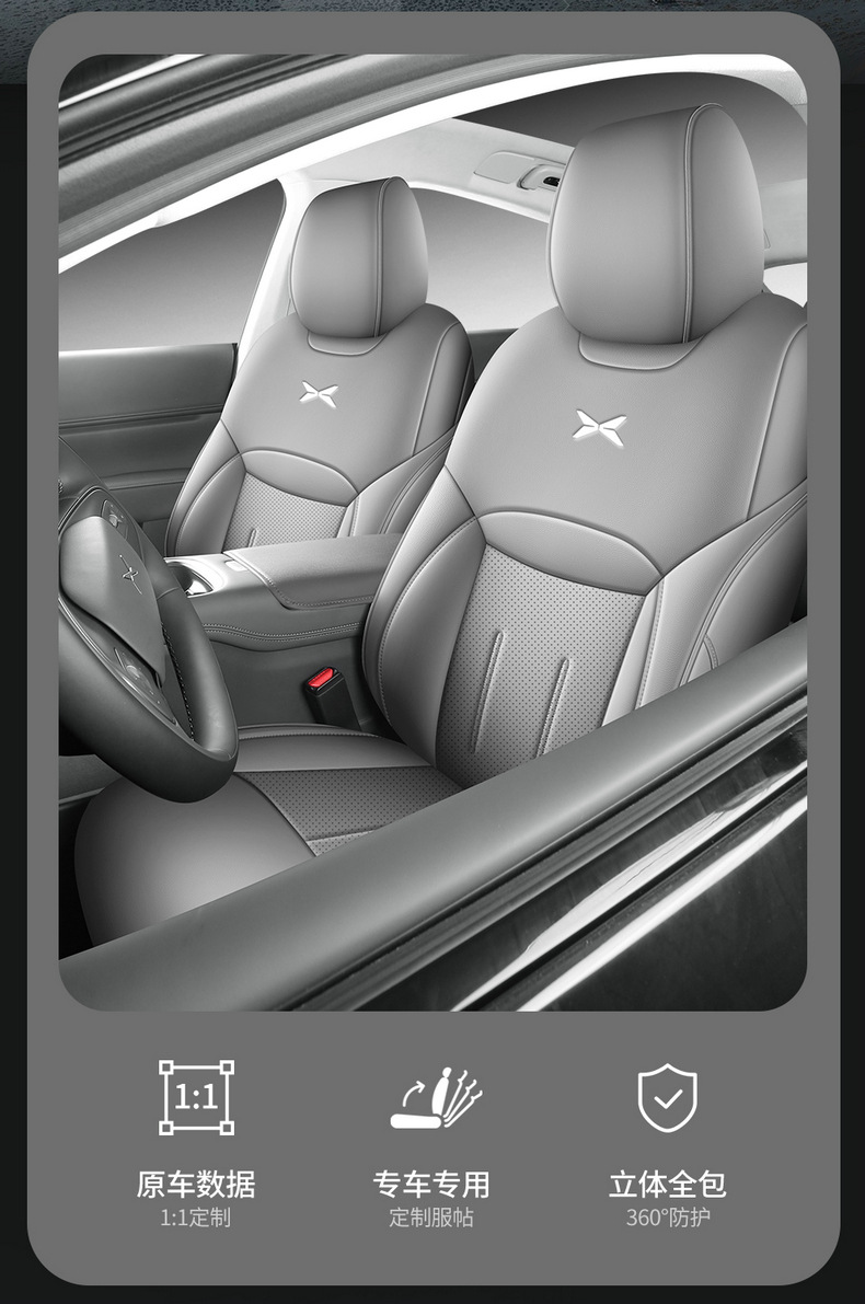 Xpeng G6 Special Car Seat Cover, Universal for All Seasons, Full Surround Seat Cushion, Perforated Leather, Breathable Interior Modification Seat Cover