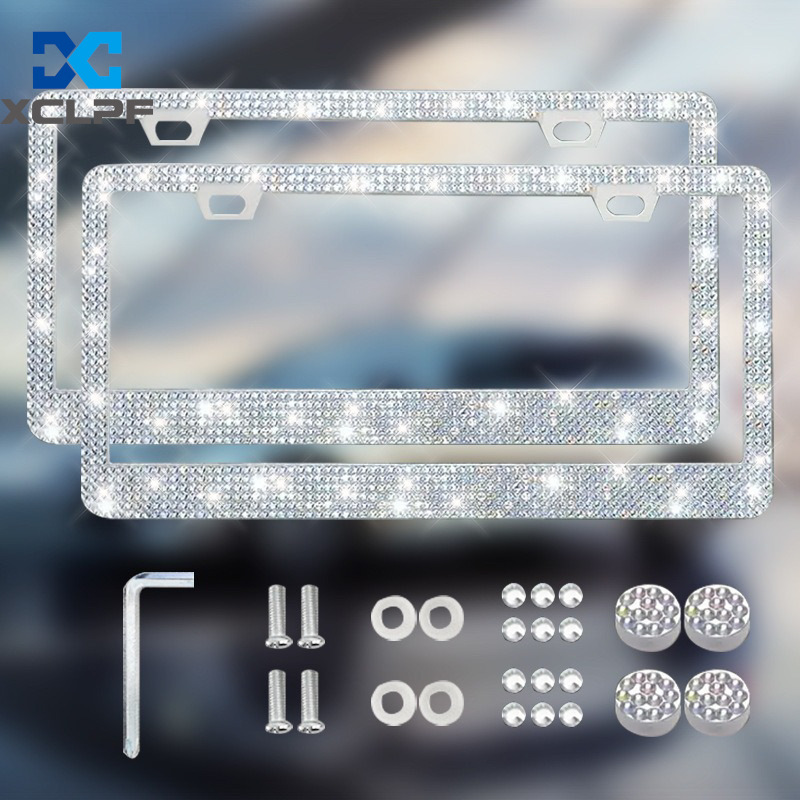 American, Canadian and Mexican Universal Diamond License Plate Frames, Three Styles of Plastic Acrylic Diamond License Plate Frames