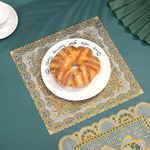 厂家批发 30CM烫金餐桌垫 圆形方形镂空隔热餐垫 防滑不变形盘垫