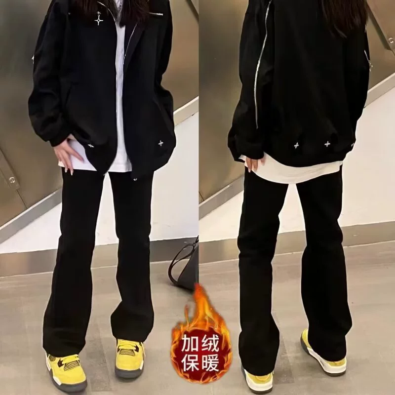 2024 Черные штаны ятаган микро-ласковые штаны для мальчиков дикие тонкие мягкие джинсы