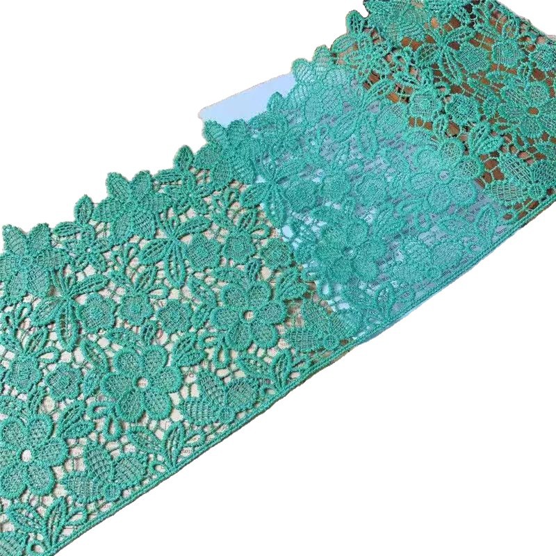 18 cm hierba verde acuoso hueco poliéster bordado encaje cortina tela de mes falda DIY material decorativo