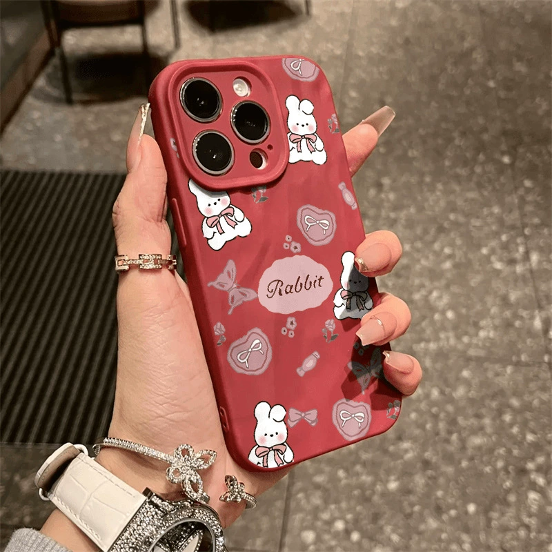 Apple, совместимый кролик с бабочкой, iPhone16, мультфильм кейс на телефон, 16promax, 8, 8plus