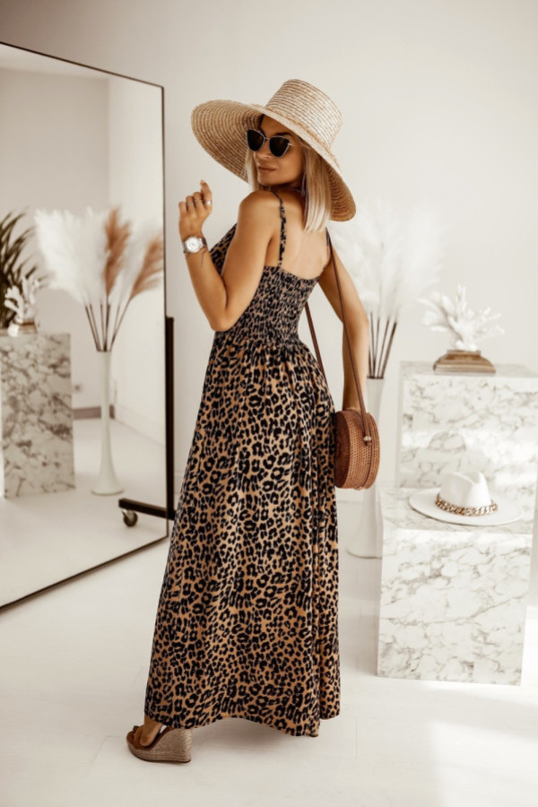 Women's Strap Dress Vintage Style V Neck Sleeveless Leopard Maxi Long Dress Daily display picture 1