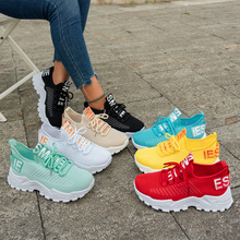 女士休闲鞋飞织鞋面跑步潮韩版大码运动鞋休闲鞋子跨境代发