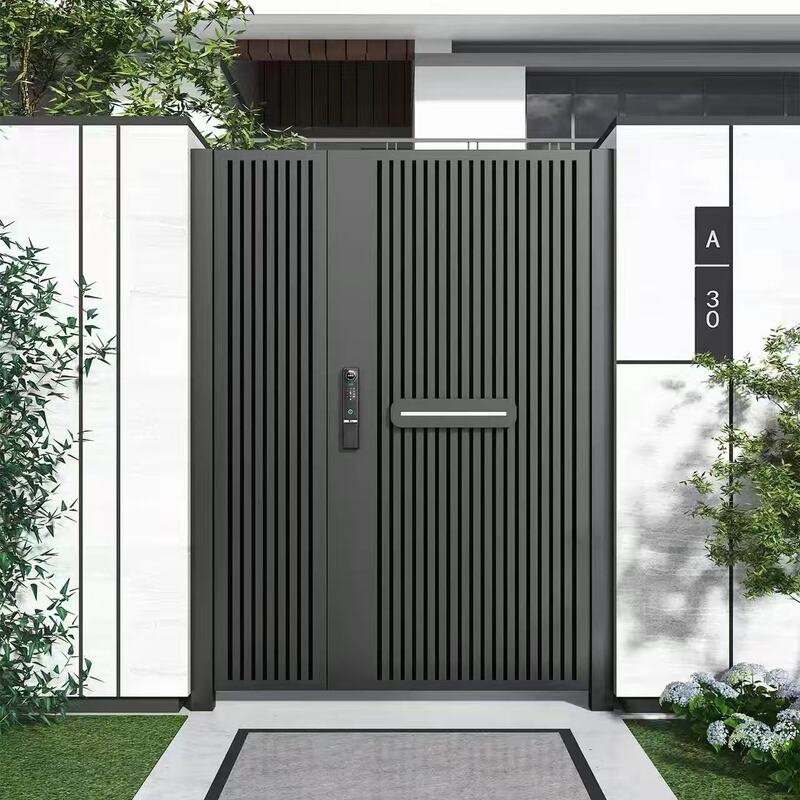 Aluminum Alloy Courtyard Door with Wood Grain Design for Rural Self-Built Homes, Villas, Electric Sliding Double or Single Opening Main Gate Aluminum Alloy Courtyard Door with Wood Grain Design for Rural Self-Built Homes, Villas, Electric Sliding Double or Single Opening Main Gate