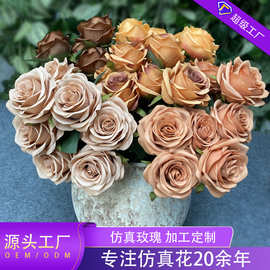 单支多头玫瑰花束婚庆婚礼装饰人造花绢花拍照摄影道具假花定制