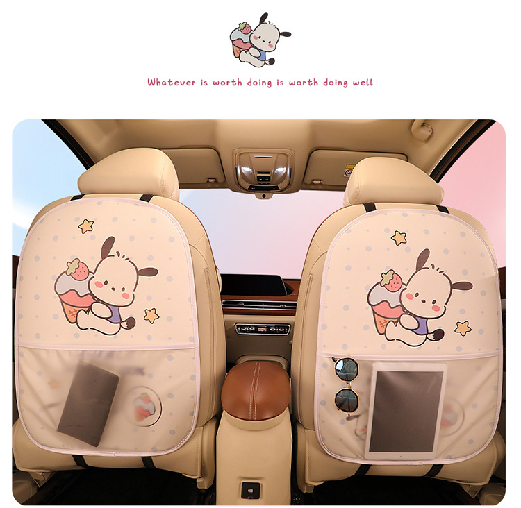 Cartoon Cute Lady Personalized Car Seat Back Anti-Kick Pad Car Seat Back Protection Pad Seat Strawberry Bear
