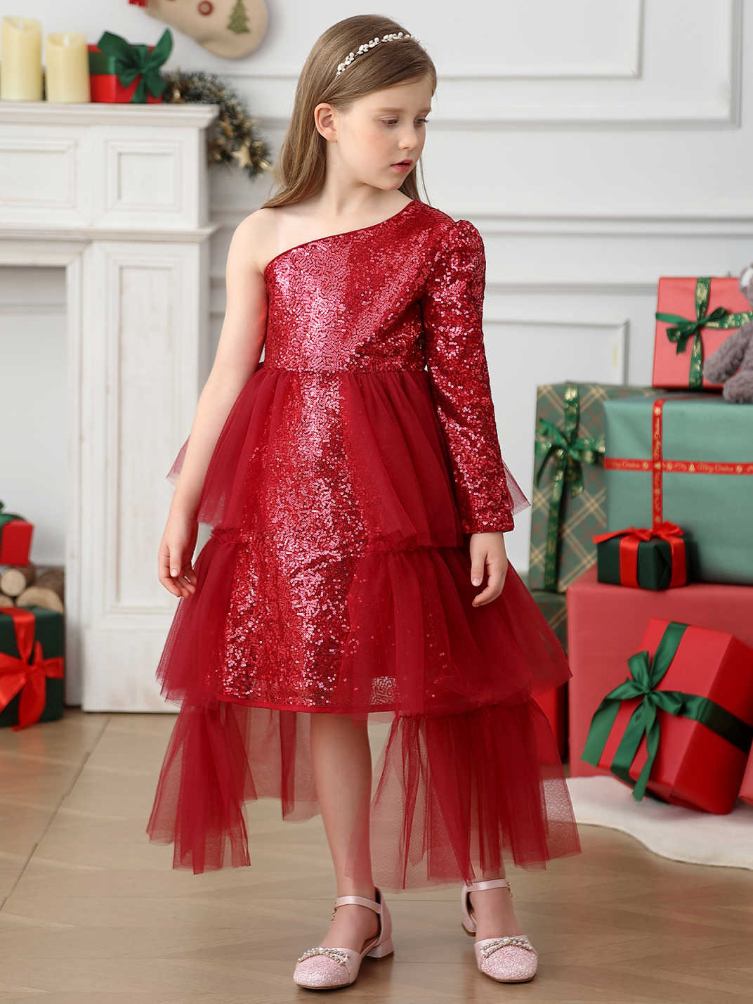 Transfronterizo amazónica de chicas de sequillas de encaje vestido de princesa vestido de navidad vestido de cumpleaños para niños