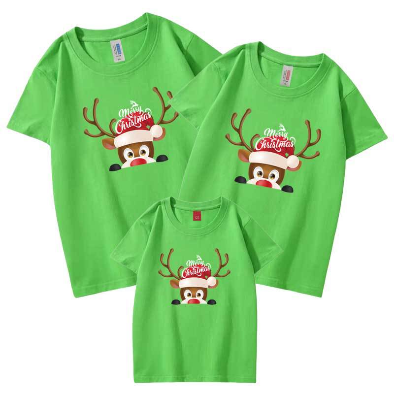 2022 Año Nuevo padre-hijo desgaste de manga corta Camiseta familia decoración del hogar una familia de tres o cuatro Navidad Año Nuevo ropa de actividad